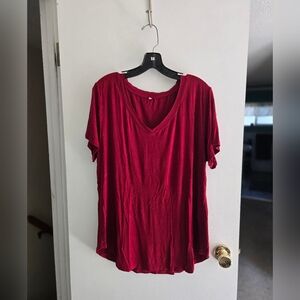 Red V Neck tee